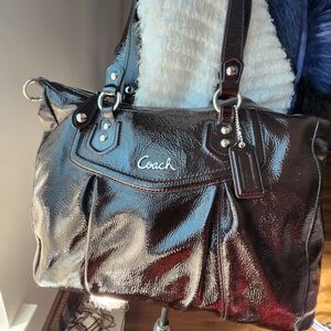 Coach Glossy Dark Brown Shoulder Bag